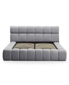 Lettino Challow con bordi trapuntati in tessuto grigio scuro - 140x190 cm