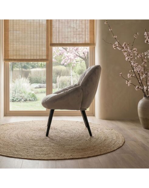 Fauteuil moderne et confortable Patrick en velours gris - 71x73x74 cm