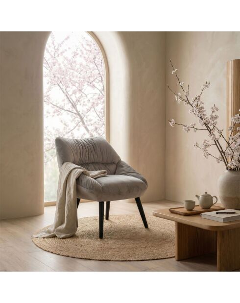 Fauteuil moderne et confortable Patrick en velours gris - 71x73x74 cm