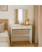 Coiffeuse avec miroir led talisma blanche - 80x40x136 cm