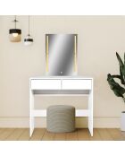 Coiffeuse avec miroir led talisma blanche - 80x40x136 cm