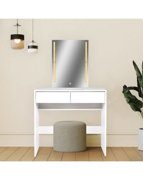 Coiffeuse avec miroir led talisma blanche - 80x40x136 cm