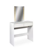 Coiffeuse avec miroir led talisma blanche - 80x40x136 cm