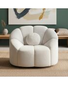 Fauteuil design arrond eni tissu Sidonie bouclette blanc - 103x87x74 cm