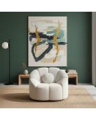 Fauteuil design arrond eni tissu Sidonie bouclette blanc - 103x87x74 cm