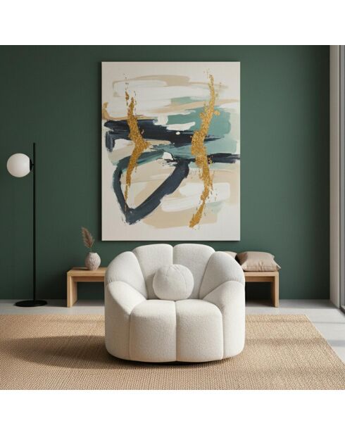 Fauteuil design arrond eni tissu Sidonie bouclette blanc - 103x87x74 cm