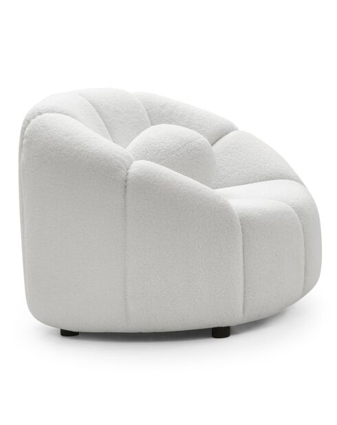 Fauteuil design arrond eni tissu Sidonie bouclette blanc - 103x87x74 cm