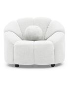 Fauteuil design arrond eni tissu Sidonie bouclette blanc - 103x87x74 cm
