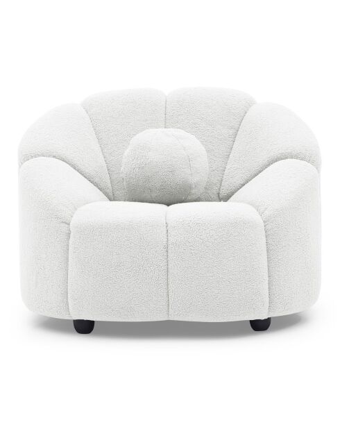 Fauteuil design arrond eni tissu Sidonie bouclette blanc - 103x87x74 cm