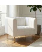 Fauteuil moderne à coutures verticales Sacramento simili blanc - 84x76x72 cm