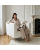 Fauteuil moderne à coutures verticales Sacramento simili blanc - 84x76x72 cm