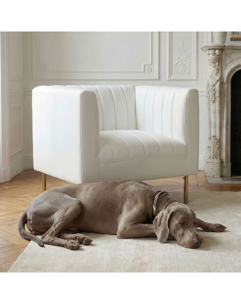 Fauteuil moderne à coutures verticales Sacramento simili blanc - 84x76x72 cm