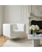 Fauteuil moderne à coutures verticales Sacramento simili blanc - 84x76x72 cm