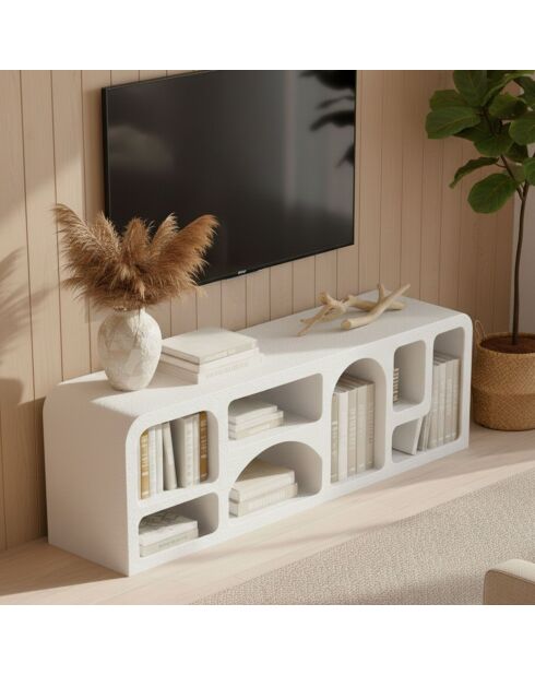 Buffet bas navalor design arches style troglodyte blanc - 160x40x50 cm