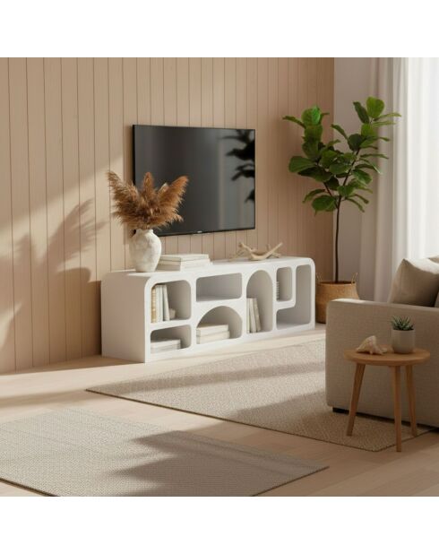 Buffet bas navalor design arches style troglodyte blanc - 160x40x50 cm