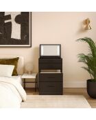 Coiffeuse compacte avec miroir led tiroir et pouf intégré germina noire - 48x50x80 cm