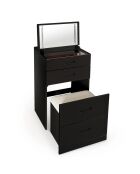 Coiffeuse compacte avec miroir led tiroir et pouf intégré germina noire - 48x50x80 cm