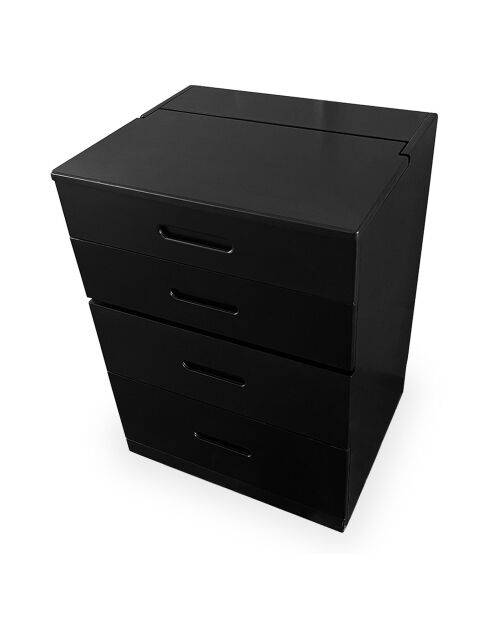 Coiffeuse compacte avec miroir led tiroir et pouf intégré germina noire - 48x50x80 cm