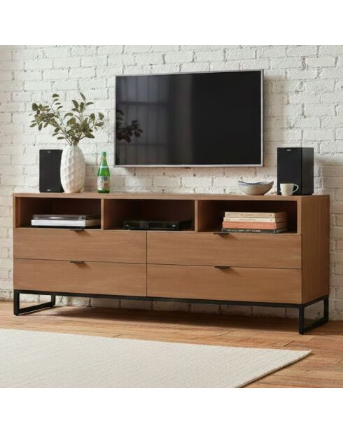 Meuble tv panara d'acacia patiné bois - 150x40x65 cm