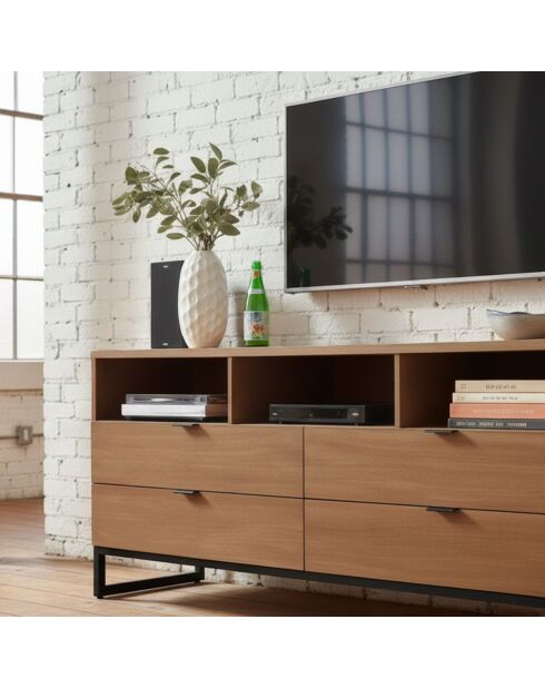 Meuble tv panara d'acacia patiné bois - 150x40x65 cm
