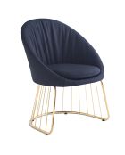 Chaise design avec dossier arrondi effet drapé pralion pied doré et tissu noir - 61,5x62x84 cm