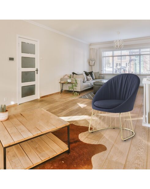 Chaise design avec dossier arrondi effet drapé pralion pied doré et tissu noir - 61,5x62x84 cm