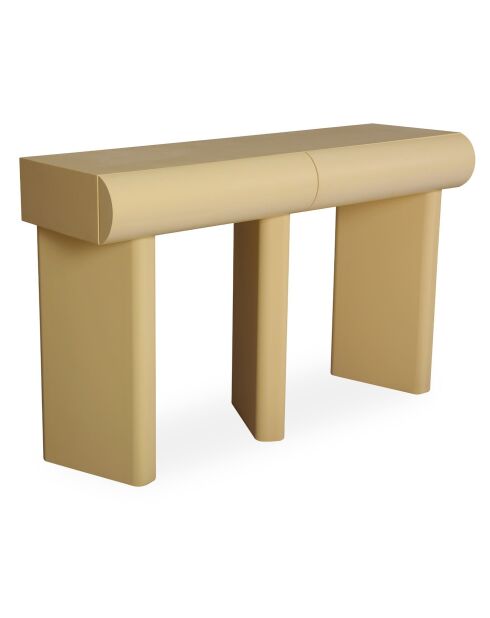 Consolle di design a 2 cassetti con gambe inclinate Mezade beige - 121x38x75 cm