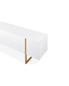 Mueble de TV moderno con 2 puertas Valmain de metal blanco/dorado - 180x30x50 cm