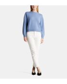 Sean sweater met losse doos, losse stof van wol en kasjmier, middenblauw