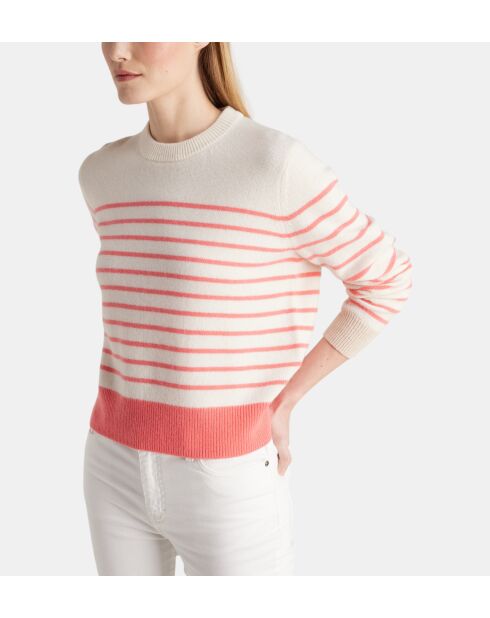 Sadi verantwortungsbewusster Matrosenpullover aus Wolle und Cashmere in Weiß/Rosa