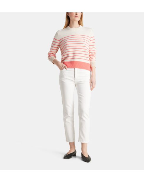 Sadi verantwortungsbewusster Matrosenpullover aus Wolle und Cashmere in Weiß/Rosa