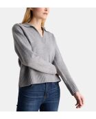 Grijze smocktrui van Crozon van wol en kasjmier