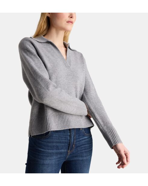 Grijze smocktrui van Crozon van wol en kasjmier