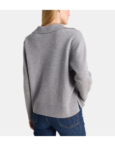 Grijze smocktrui van Crozon van wol en kasjmier