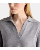 Grijze smocktrui van Crozon van wol en kasjmier