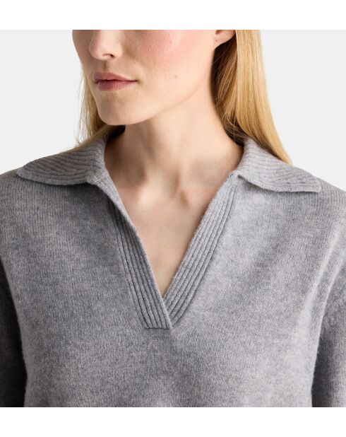 Grijze smocktrui van Crozon van wol en kasjmier