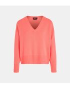 Pullover dritto in lana di Ceylon e cashmere color corallo