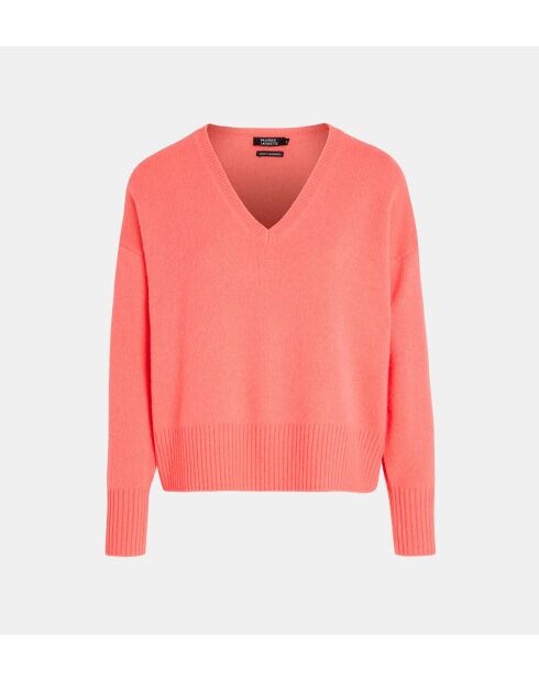 Pullover dritto in lana di Ceylon e cashmere color corallo