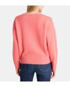 Pullover dritto in lana di Ceylon e cashmere color corallo