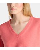 Pullover dritto in lana di Ceylon e cashmere color corallo