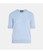 Difi hellblauer Kaschmirpullover mit kurzen Ärmeln