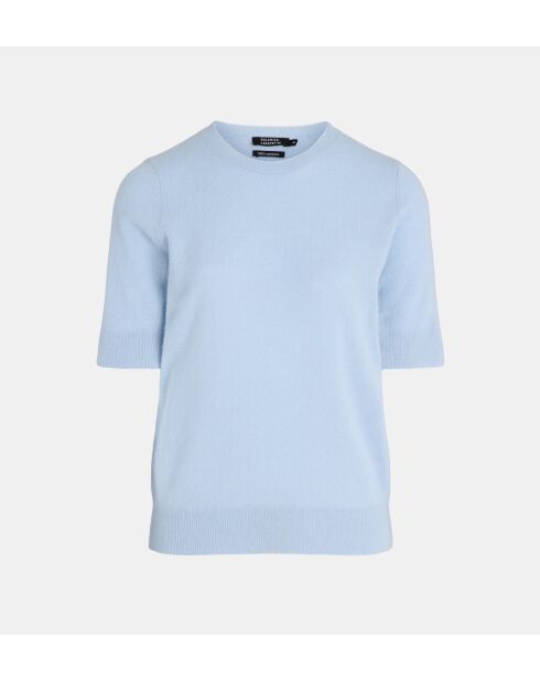 Difi hellblauer Kaschmirpullover mit kurzen Ärmeln