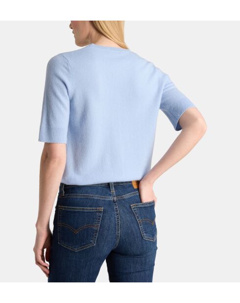 Difi hellblauer Kaschmirpullover mit kurzen Ärmeln