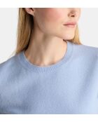 Difi hellblauer Kaschmirpullover mit kurzen Ärmeln