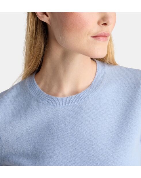 Difi hellblauer Kaschmirpullover mit kurzen Ärmeln