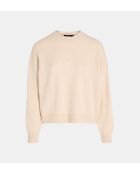 Sean sweater met losse doos, ruim, lichtbeige, wol en kasjmier, verantwoorde wol en kasjmier