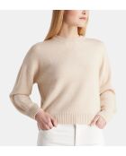 Sean sweater met losse doos, ruim, lichtbeige, wol en kasjmier, verantwoorde wol en kasjmier