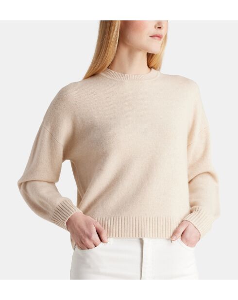 Sean sweater met losse doos, ruim, lichtbeige, wol en kasjmier, verantwoorde wol en kasjmier