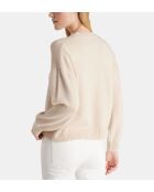 Sean sweater met losse doos, ruim, lichtbeige, wol en kasjmier, verantwoorde wol en kasjmier
