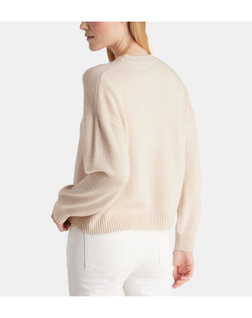 Sean sweater met losse doos, ruim, lichtbeige, wol en kasjmier, verantwoorde wol en kasjmier